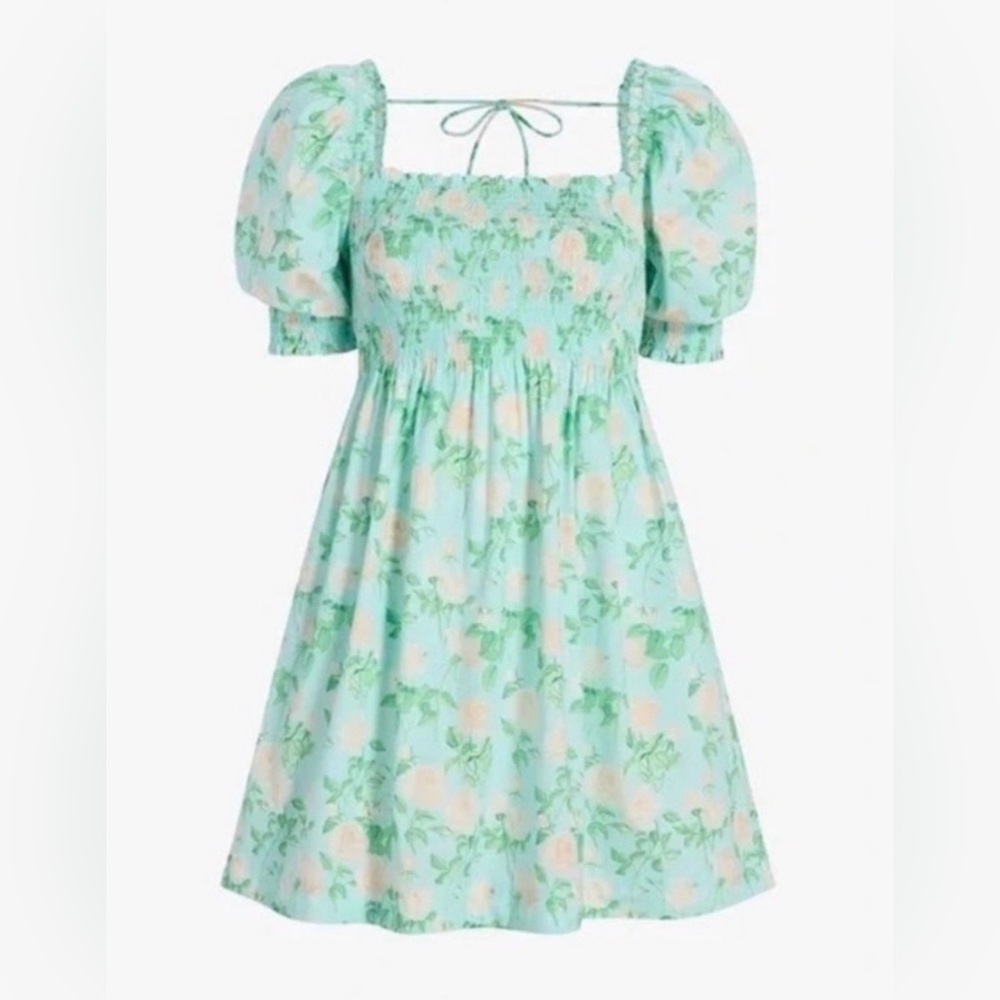 Hill House Nap Dress Smocked with Pockets Athena Garden / Floral Print Small EUC